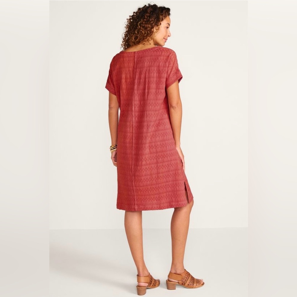 NWT Brick Red Soft Surroundings Remi Gauze Slip Linen Blend Shirt Dress Size M - Picture 3 of 16